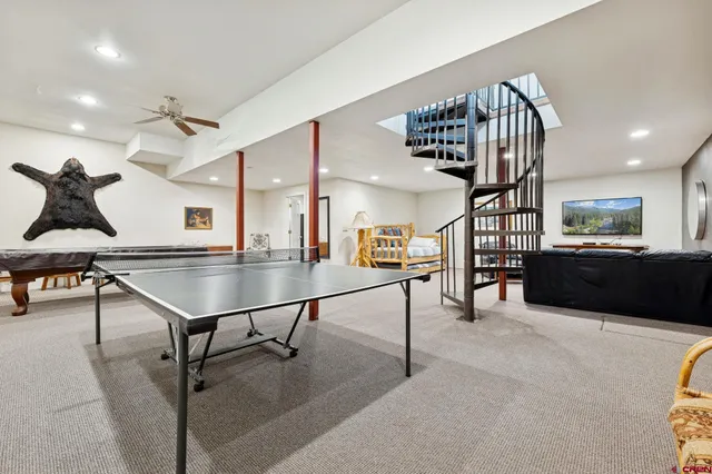 workspace with furniture and staircase