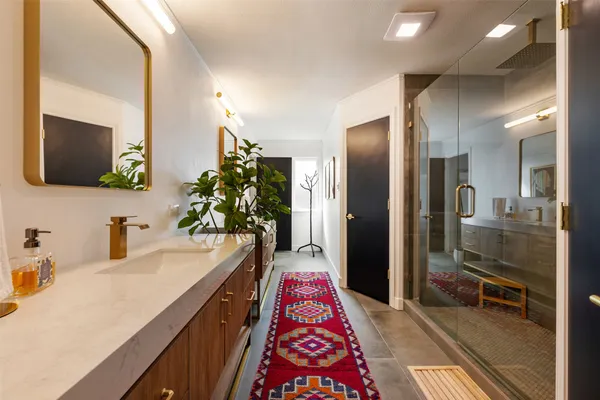 a bathroom with a shower