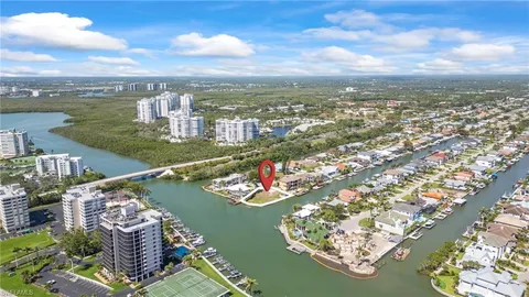 aerial view of a city with lake