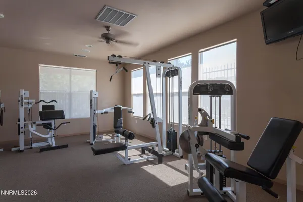 a view of a room with gym equipment