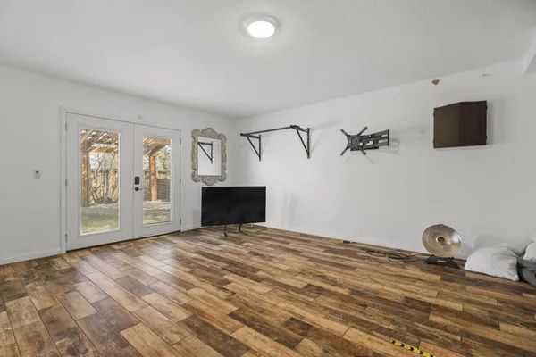 a view of a swimming pool with a patio