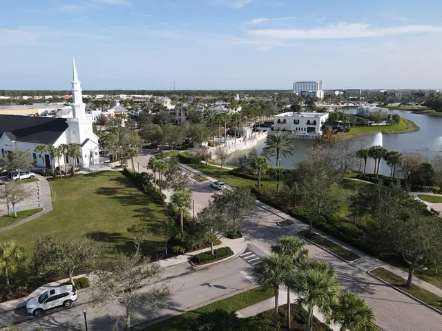 a view of a city with ocean view