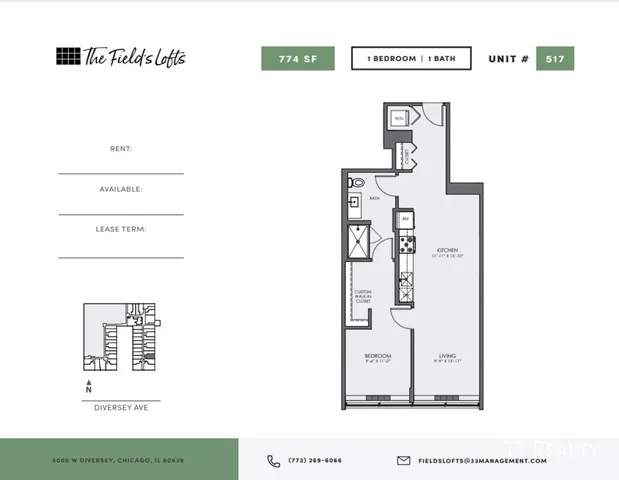 $2,145 | 4000 West Diversey Avenue, Unit 517, Chicago, IL 60639