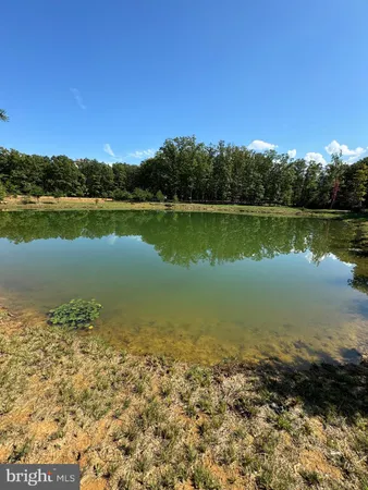 a view of a lake with a big yard