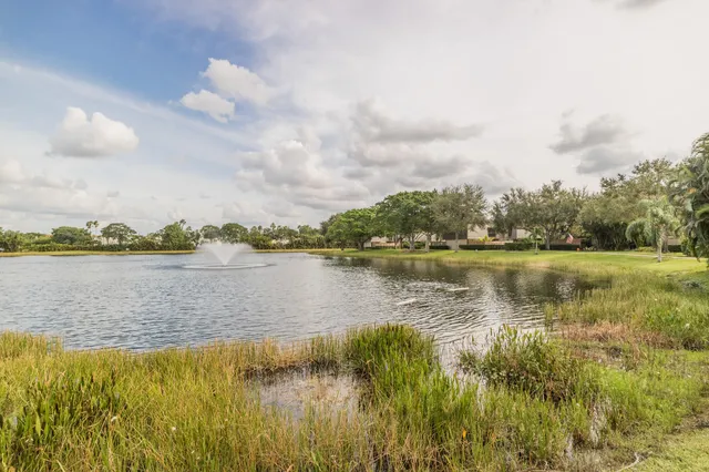 a view of a lake with a city