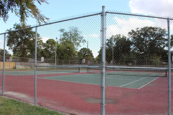 a view of a park with swings