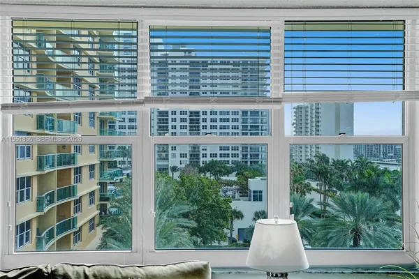 a view of a building from a window