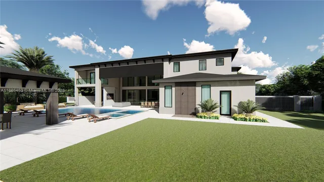 a front view of a house having patio