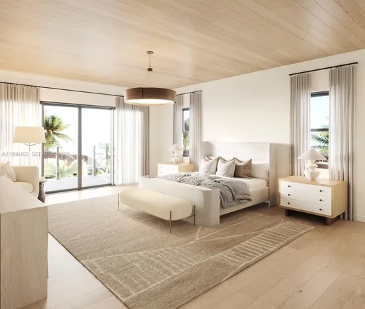 a spacious bedroom with a large window and a bed