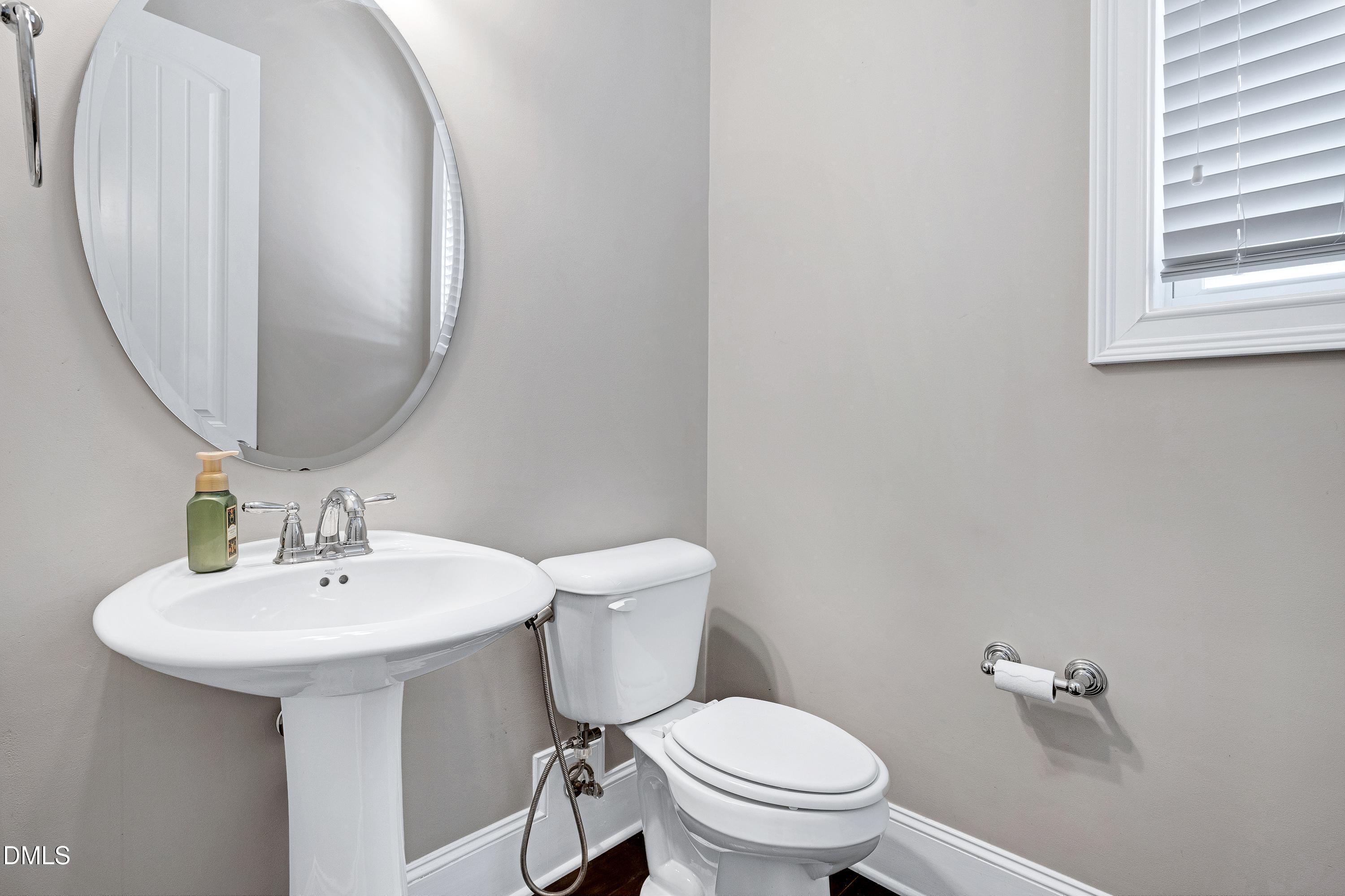 212 Mystic Pine Place Apex, NC 27539 - Photo 18 of 67 a bathroom with a toilet a sink and a mirror