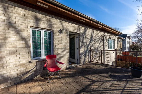 a view of a two chair in the patio