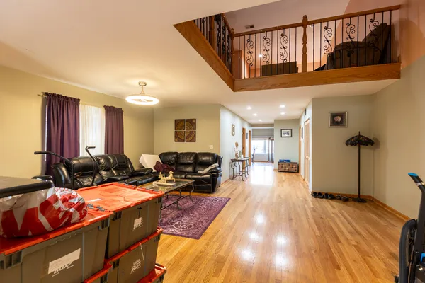 a living room with furniture