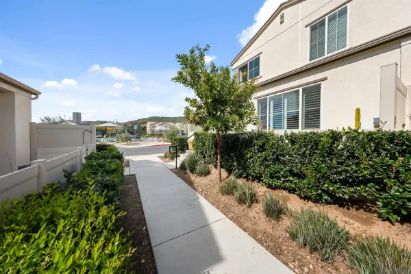 a front view of a house with yard and green space