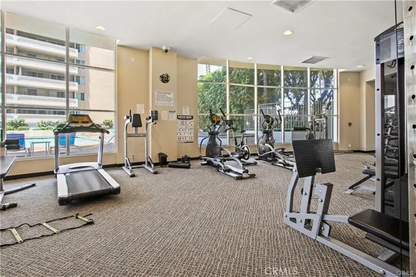 a view of a room with gym equipment