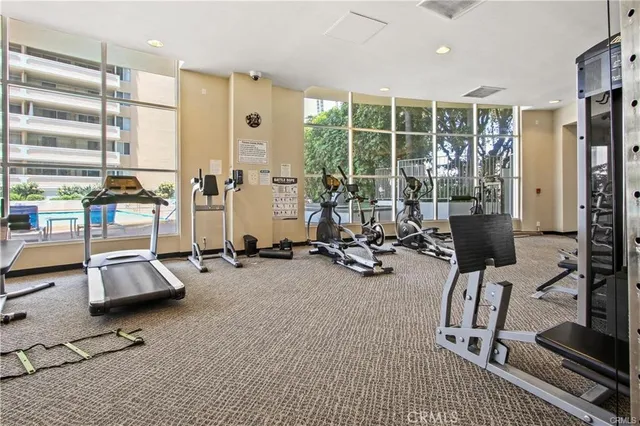 a view of a room with gym equipment