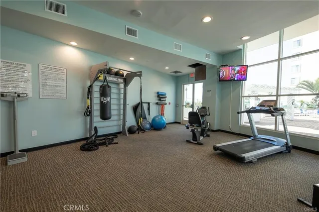 a view of a room with gym equipment