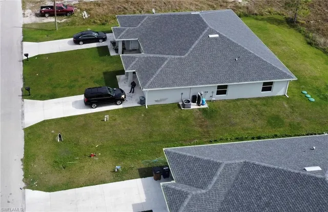 an aerial view of a house