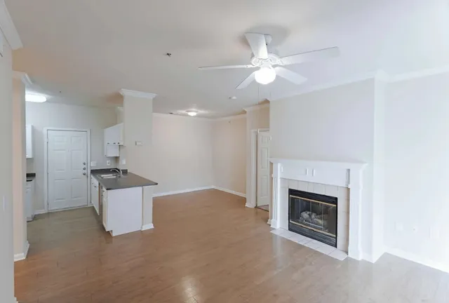 a view of a livingroom with a fireplace