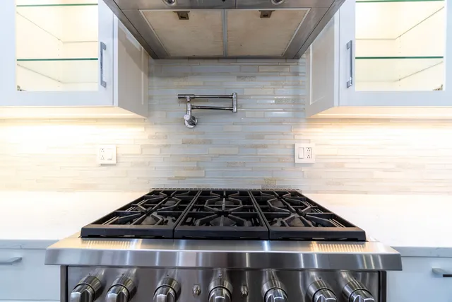 a close up of a stove top oven