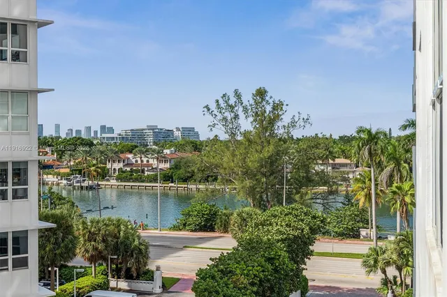 a lake view with a garden