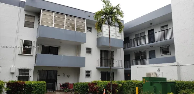 a front view of a multi story building