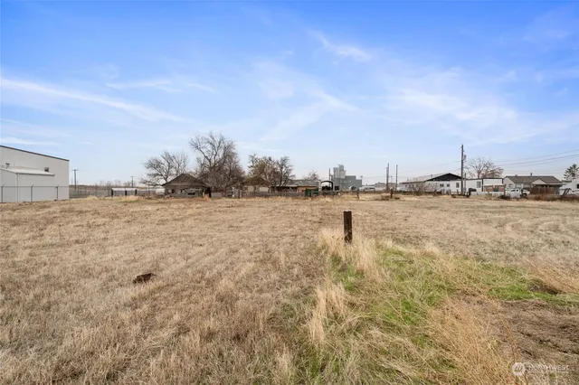 a view of yard with swimming pool and trees