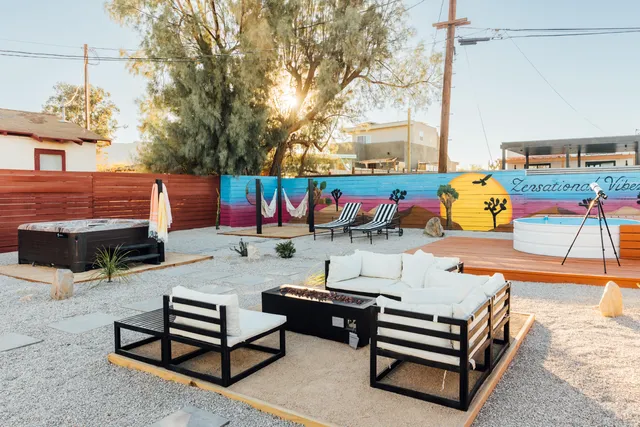 a outdoor space with patio furniture