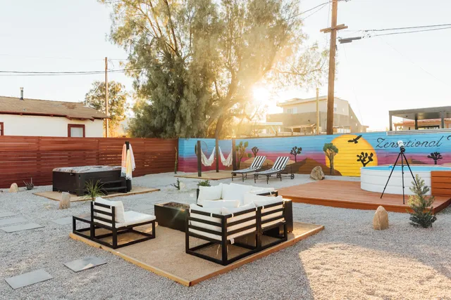 a view of outdoor space with seating