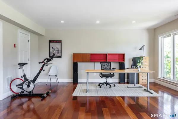 a view of a room with gym equipment