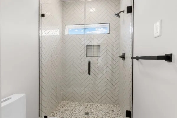 an empty room with windows