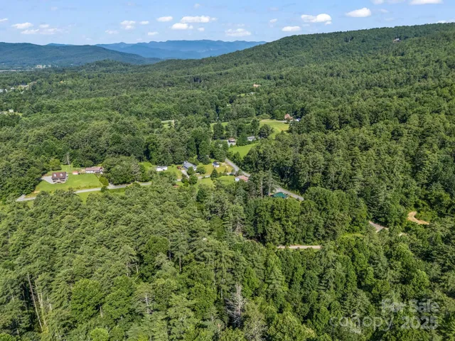 a view of a green field with lots of trees
