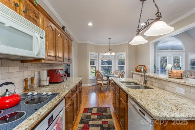 a kitchen with lots of counter top space