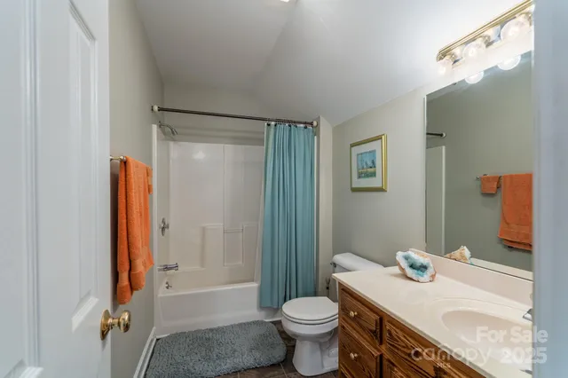 a bathroom with a sink toilet a mirror and shower