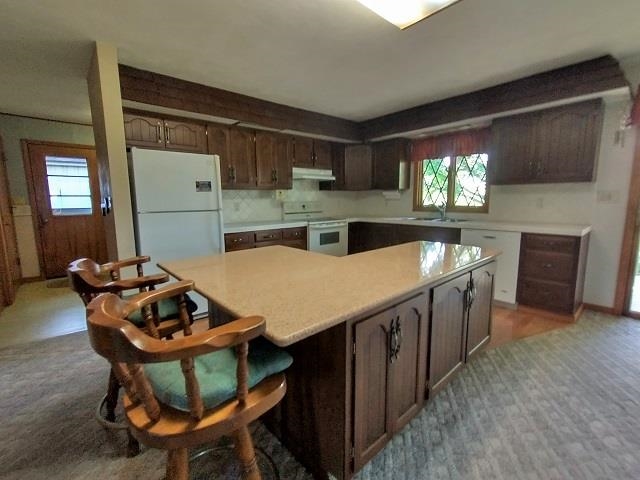 9101 North Church Road Davis, IL 61019 - Photo 23 of 38 a kitchen with stainless steel appliances wooden cabinets sink and dining table