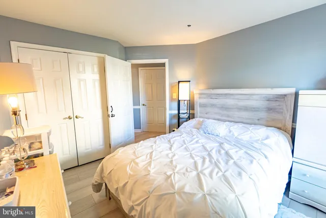 a large bed with a bed