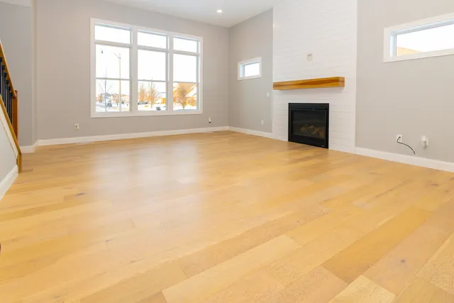 an empty room with windows