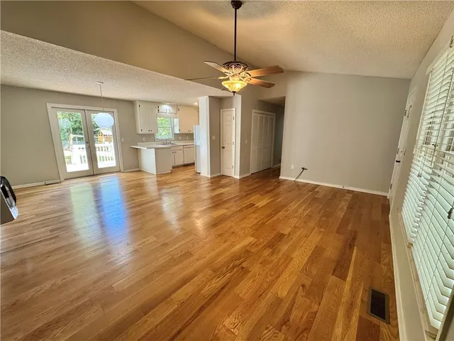 a view of a livingroom with a chandelier