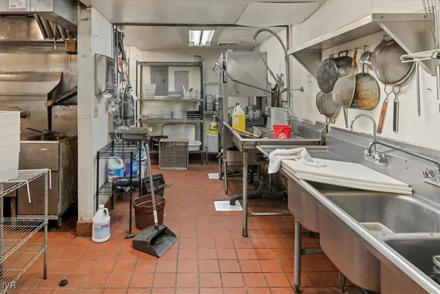a kitchen with lots of counter top space