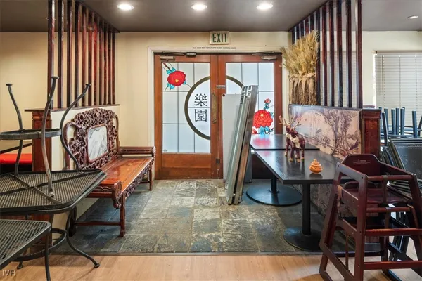 an wooden floor with glass windows