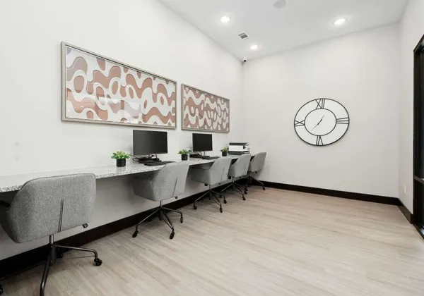 a view of room with cabinets