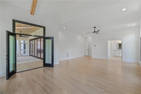 an empty room with windows