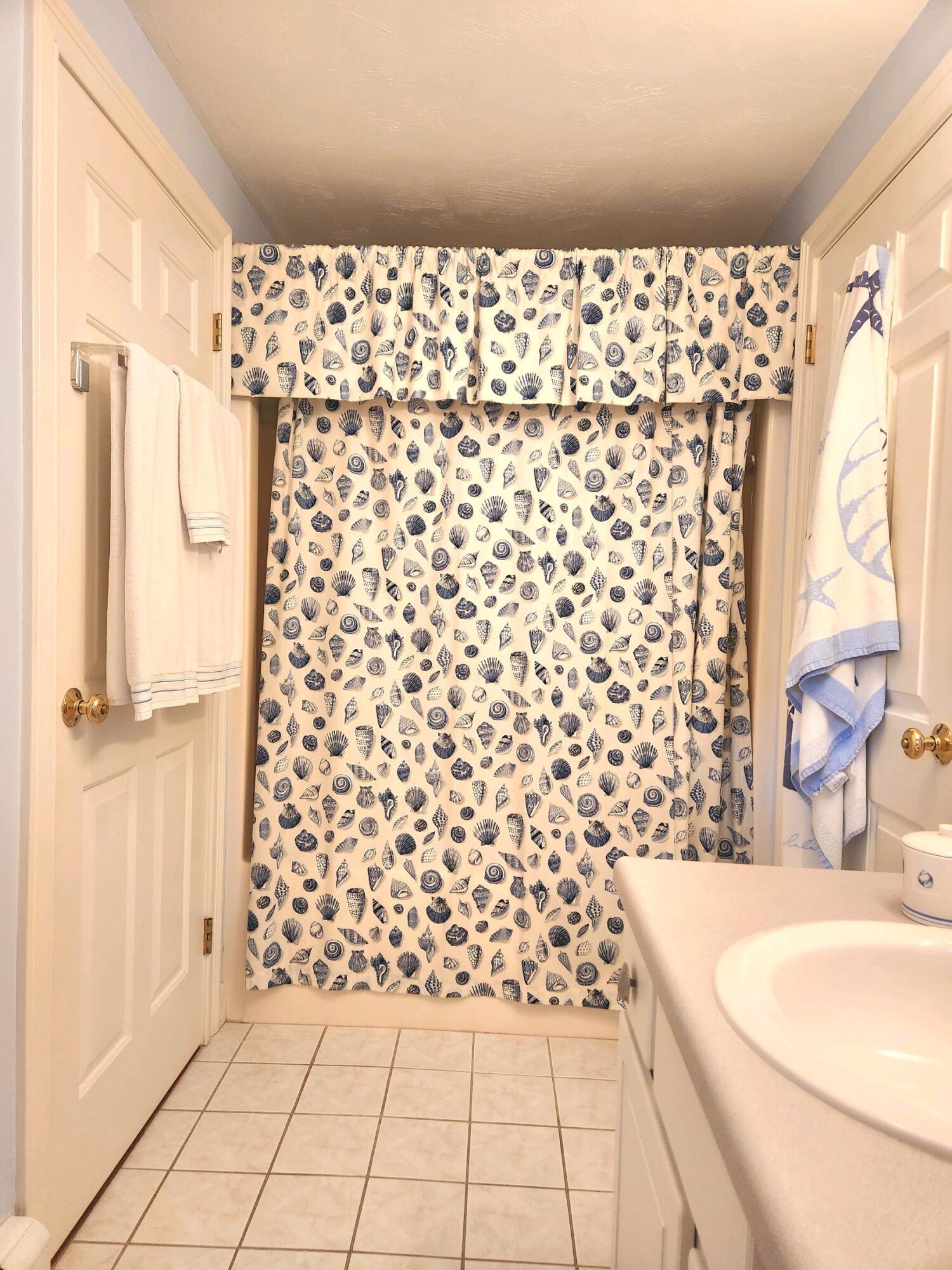 155 Far Fields Road Brewster, MA 02631 - Photo 24 of 40 a bathroom with a shower curtain and a sink
