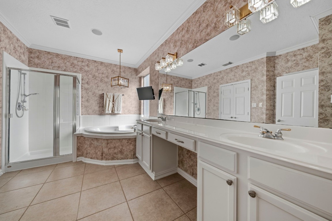 10103 Lazy Lagoon Houston, TX 77065 - Photo 30 of 50 a bathroom with a granite countertop sink mirror and