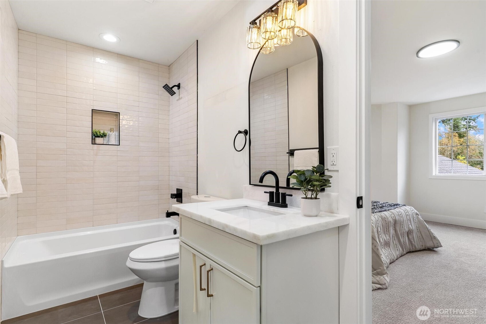 223 South Camano Ridge Road Camano Island, WA 98282 - Photo 13 of 40 a bathroom with a sink and a mirror