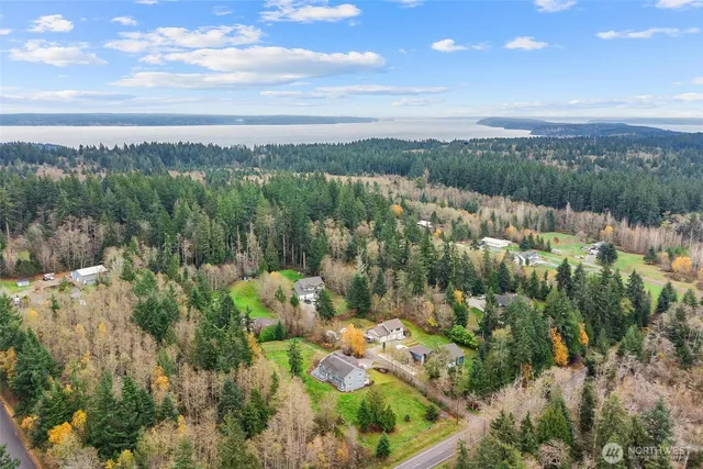 an aerial view of a house