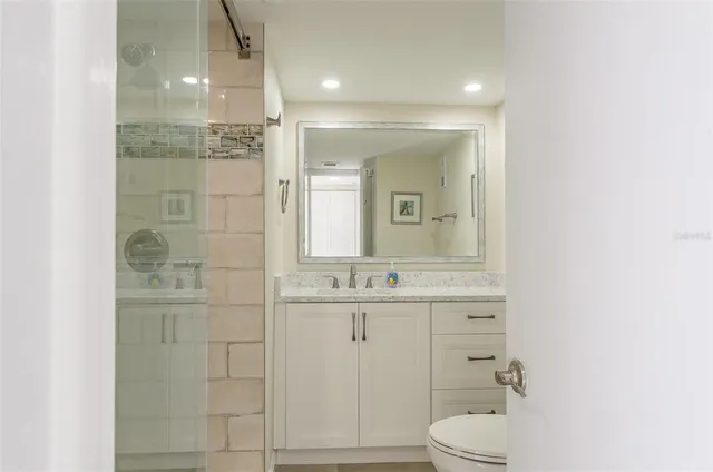 a bathroom with a toilet a sink and mirror