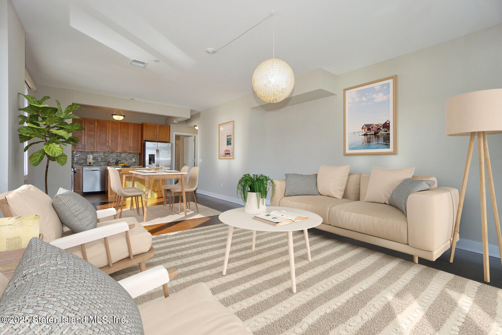 90 Bay Street Landing, Unit 4B Staten Island, NY 10301 - Photo 19 of 42 a living room with furniture a lamp paintings and a window