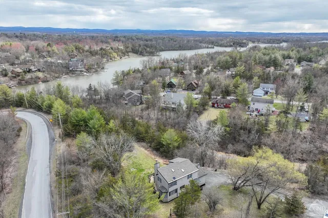 a view of a city with mountains in the background