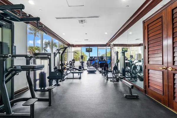 a view of a room with gym equipment