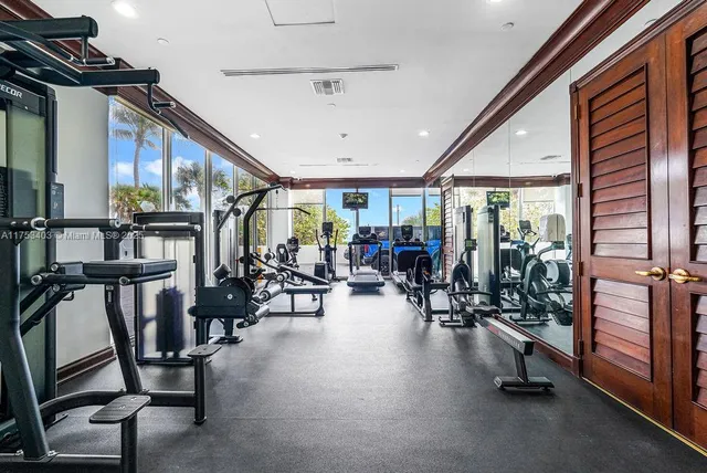 a view of a room with gym equipment
